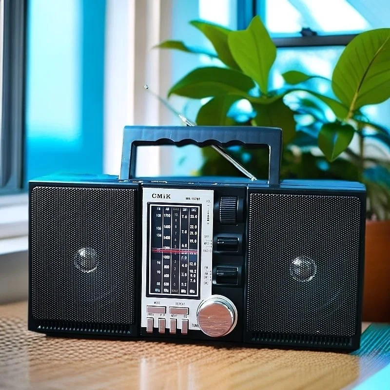 المحمولة الرجعية مزدوجة القرن راديو Boombox سماعة لاسلكية تعمل بالبلوتوث FM/AM/SW راديو ستيريو متعدد الموجات دعم USB TF بطاقة لكبار السن