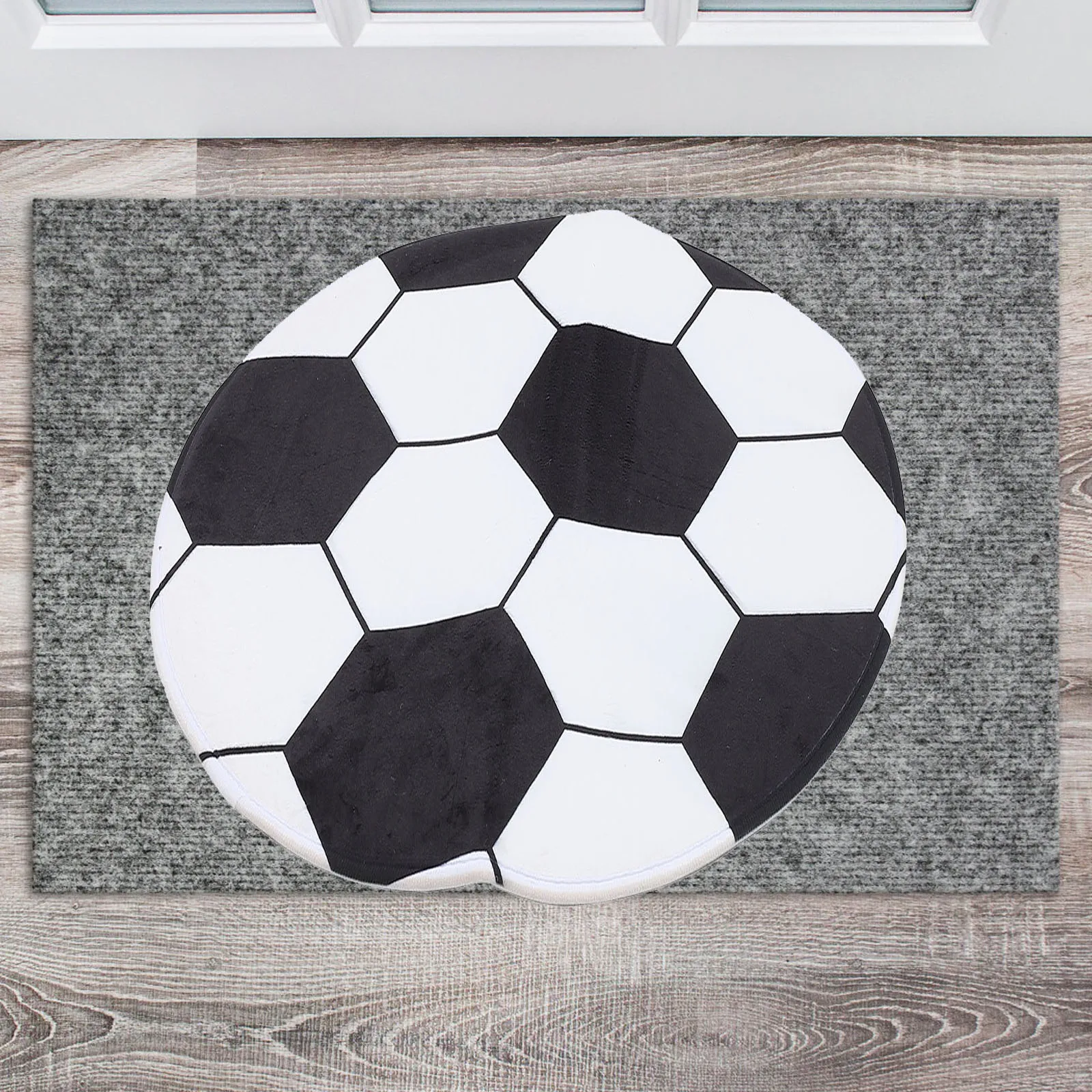1pc creativo tappeto da calcio rotondo tappeto da calcio decorativo tappetino per camera da letto tappeto in poliestere premium facile da pulire lungo