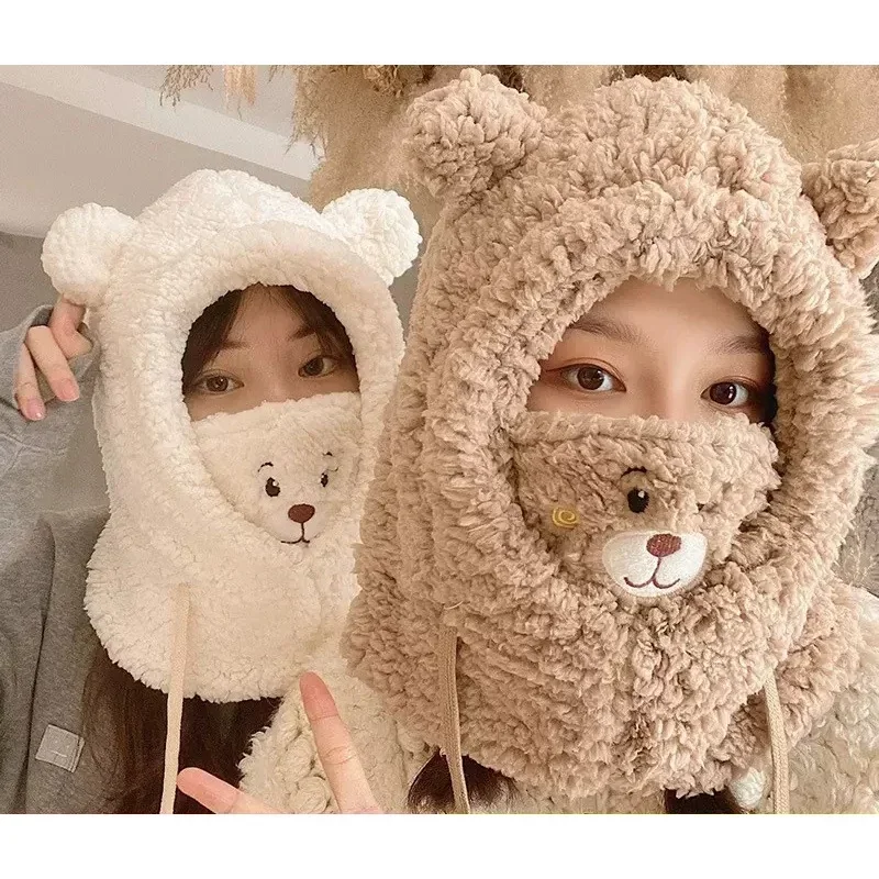 2022 جديد لطيف أرنب الأذن أبيض أسود أفخم قبعة شتوية قبعة للنساء، تزيين هدية