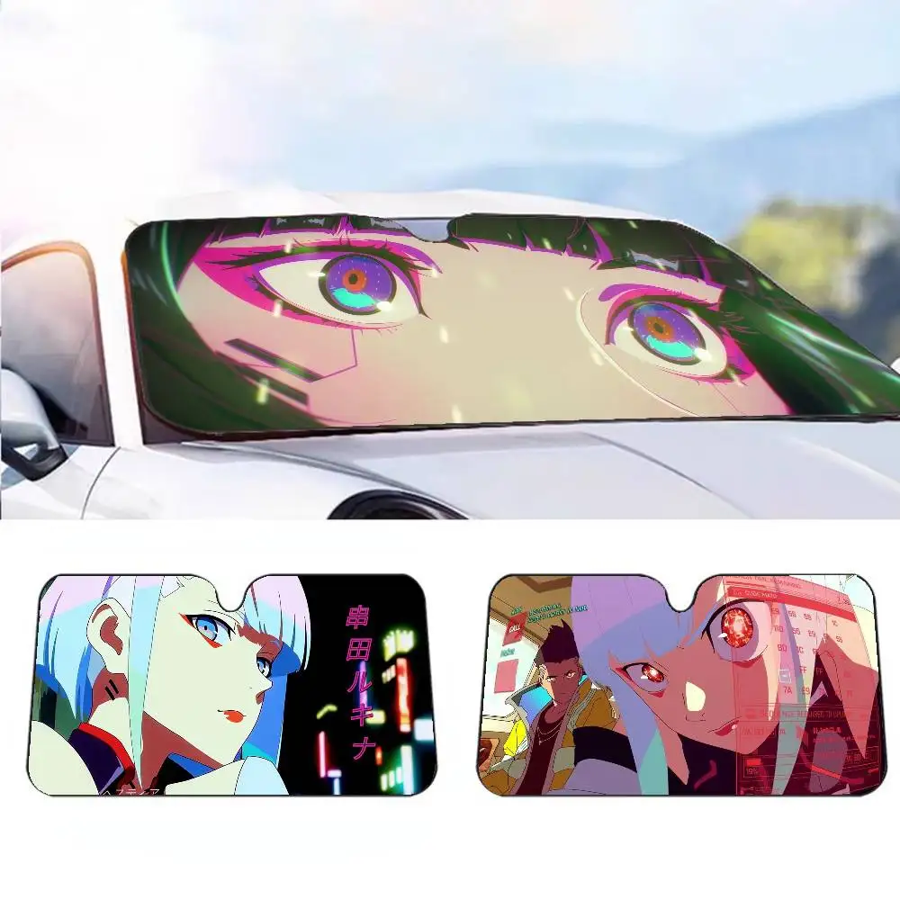 

Игра C-Cyberpunk E-Edgerunners, автомобильный солнцезащитный козырек, зонтик, лобовое стекло автомобиля, солнцезащитный козырек, защита от ультрафиолета и внутренний охладитель