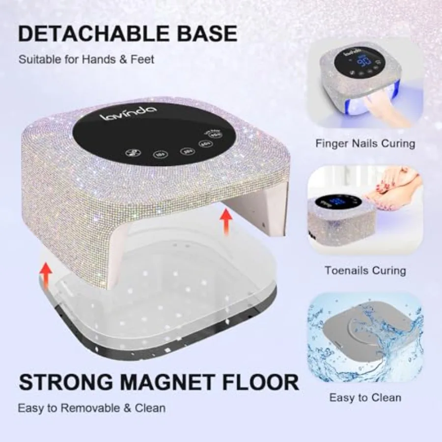 หลอดไฟยูวี LED สำหรับทำเล็บ 54W แบบชาร์จไฟได้ ไร้สาย เครื่องอบเล็บเจล ยาทาเล็บเจล แสงยูวีสำหรับทำเล็บ พร้อมตั้งเวลา 4 ระดับ สำหรับมืออาชีพ แห้งเร็ว