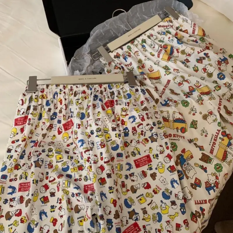 Sanrio Hello Kitty Pajamas Pants Kawaii Spring Autumn Anime Melody Cartoon Pochacco Print Pajamas Kuromi Cute Girl Home Clothes