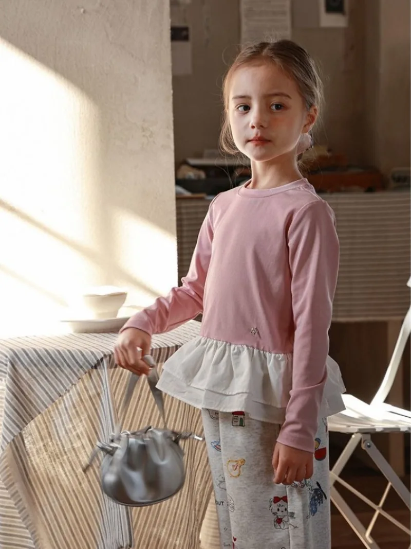 Solid Color with Ruffles Children 4 Years Clothing Girl Clothes From 5 6 Kids Children's 7 12 Girls 8 10 11 2025 Spring Autumn 9
