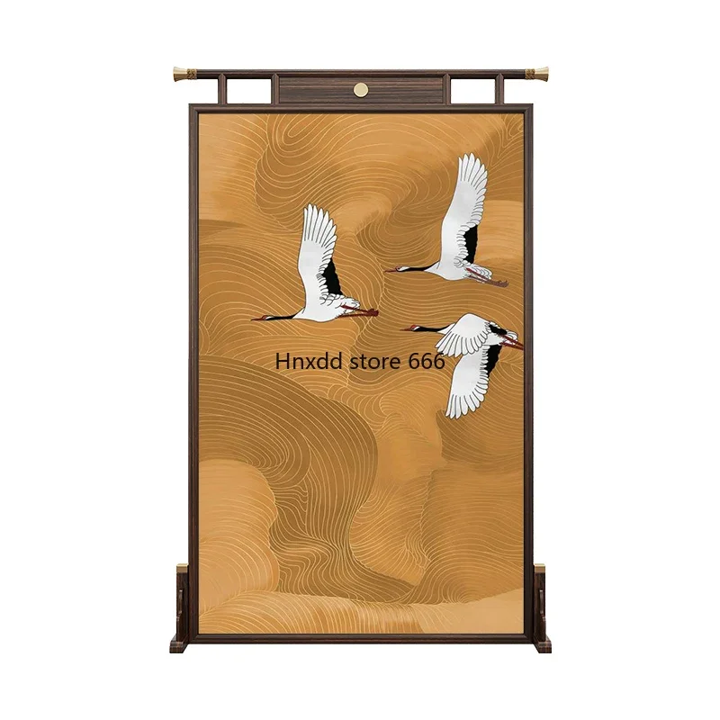 New Chinese-style official hat screen partition living room cover all solid wood entrance entrance decoration