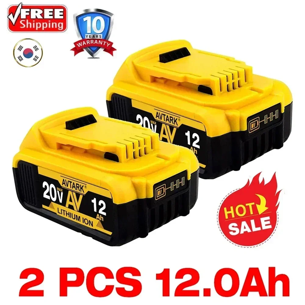 Batería DCB200 de 20V Compatible con herramientas eléctricas dewalt, herramienta eléctrica recargable de 18V y 12Ah, baterías de litio de 20V, 18 voltios, 18v, 12Ah