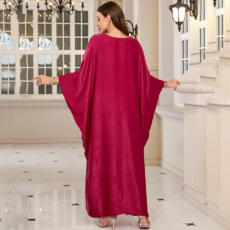 Women's Plus Size Moroccan Print V-Neck Batwing Kaftan Loose Fit Beach Dress Bathing Suit Cover Up