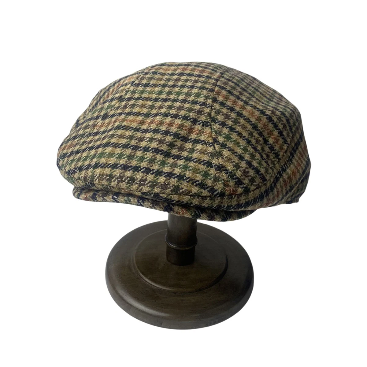 Fashion Houndstooth Plaid Flat Caps for Men Women Wool Vintage Flat Top Ivy French Beret Hats for Women BJM94