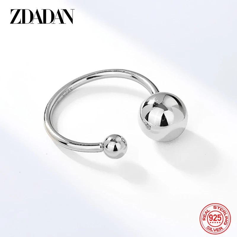 

ZDADAN 925 Sterling Silver Bead Ring For Women Fashion Jewelry