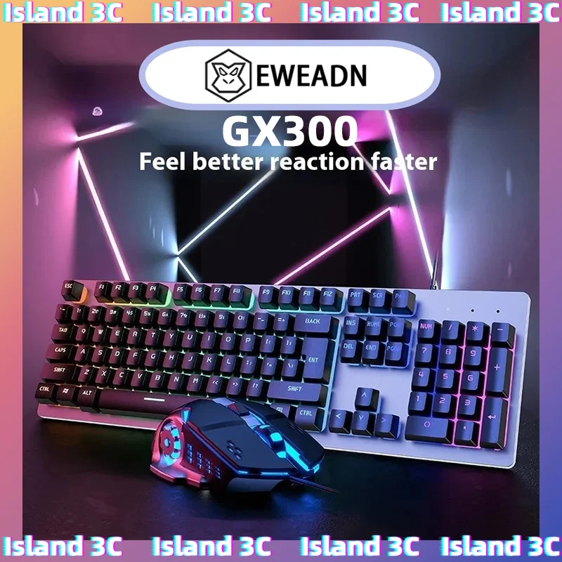 

Игровая клавиатура EWEADN GX300, 104 клавиши, проводная механическая панель, бесшумная RGB-подсветка, USB-игра, офисный киберт, аксессуары для ноутбуков и ПК