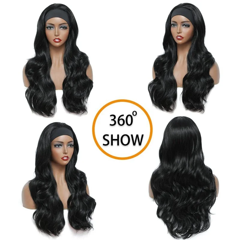 European and American body wavy headscarf for women, synthetic fiber multi-color ice silk headband wig - view 3