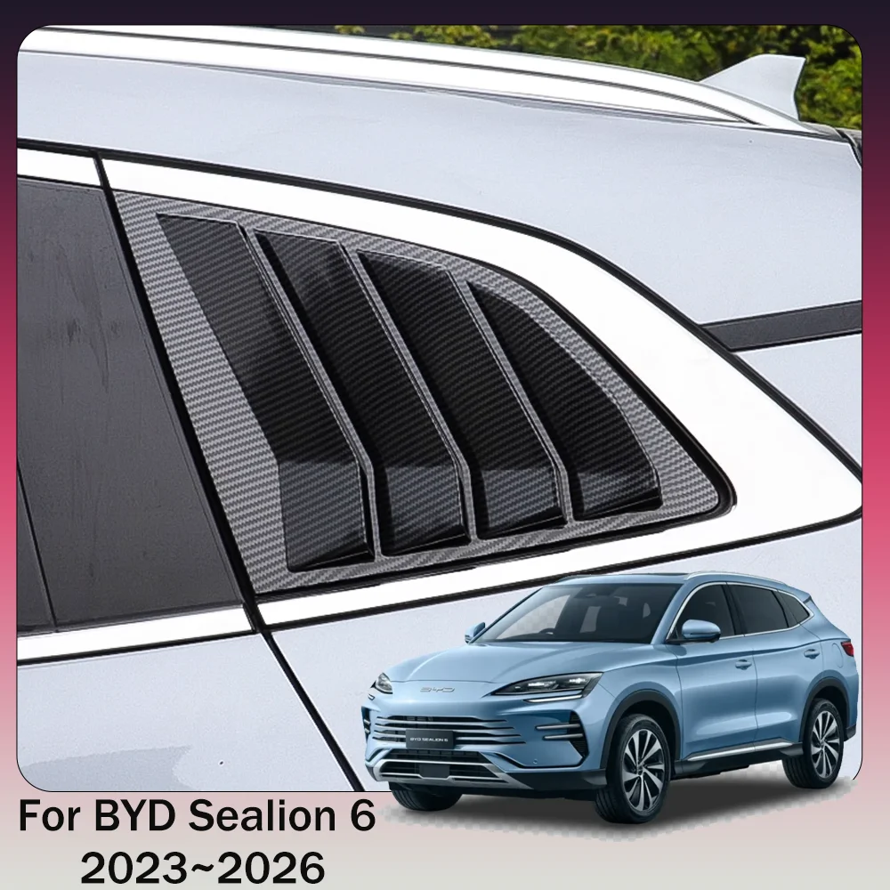 For BYD Sealion 6 Seal U Song Plus DM-i EV 2023-2026 2025 Car Rear Window Triangle Shutters Cover Side Vent Modified Accessories