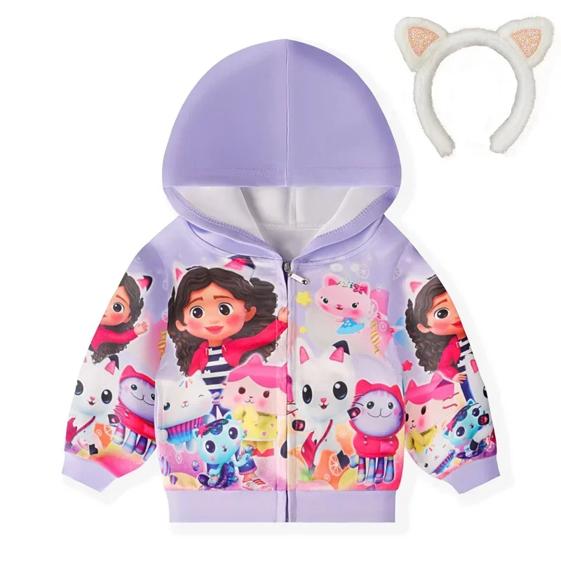 Vêtements de maison de course de Gabby pour enfants, sweat à capuche cosplay pour filles, veste à fermeture éclair pour tout-petits, vêtements pour garçons, manteau pour bébés filles, chats Gabby