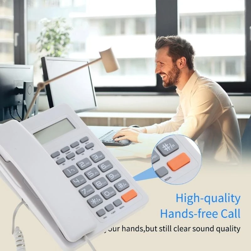 K0EA LCD Display Corded Phone Caller for Home Office Hotel Desk Table Telephone
