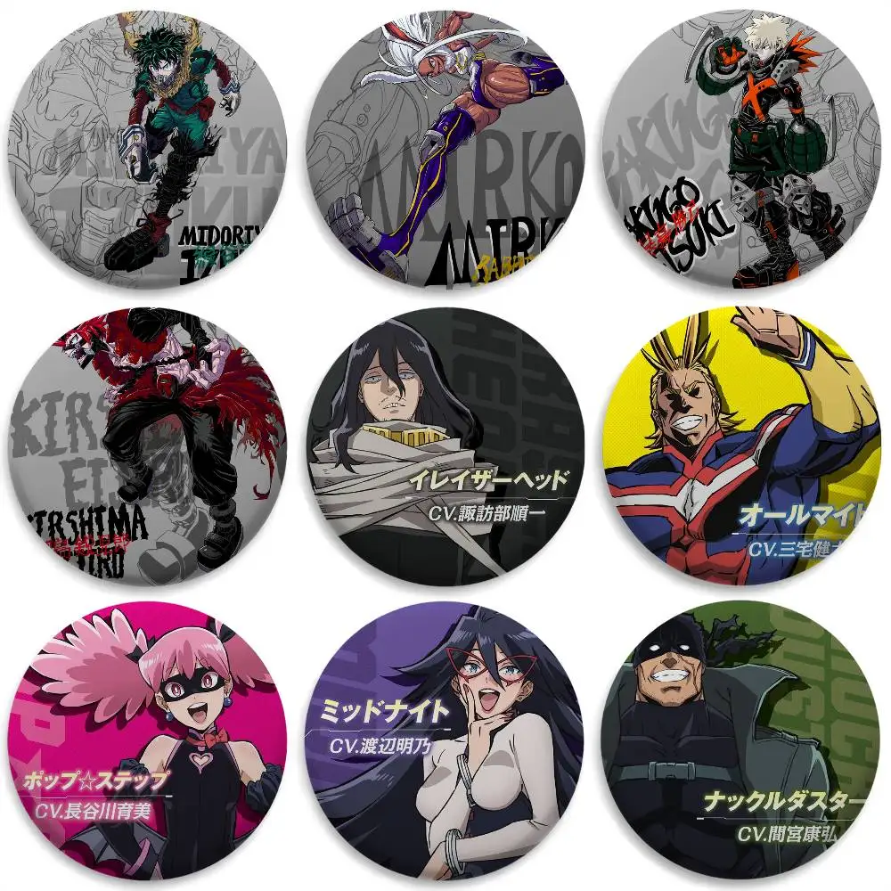 

My Hero A-Academia Role Badges Round Exquisite Badge Brooches Creative Pins For Clothes Hat Backpack Gift Accessories