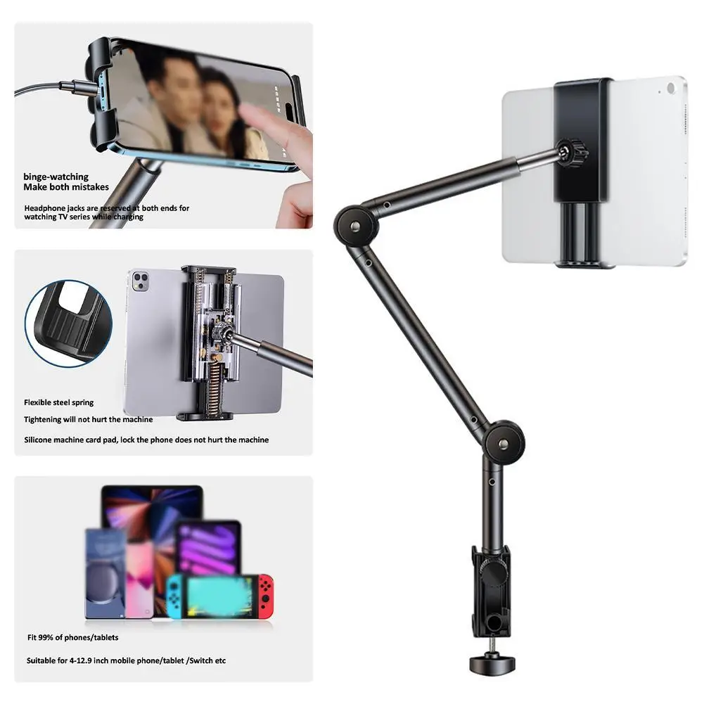 Universal Tabblet Stand Clip Lazy Bracket Flexible Articulating Carbon Arm Phone Mount Tablet Holder For All 4