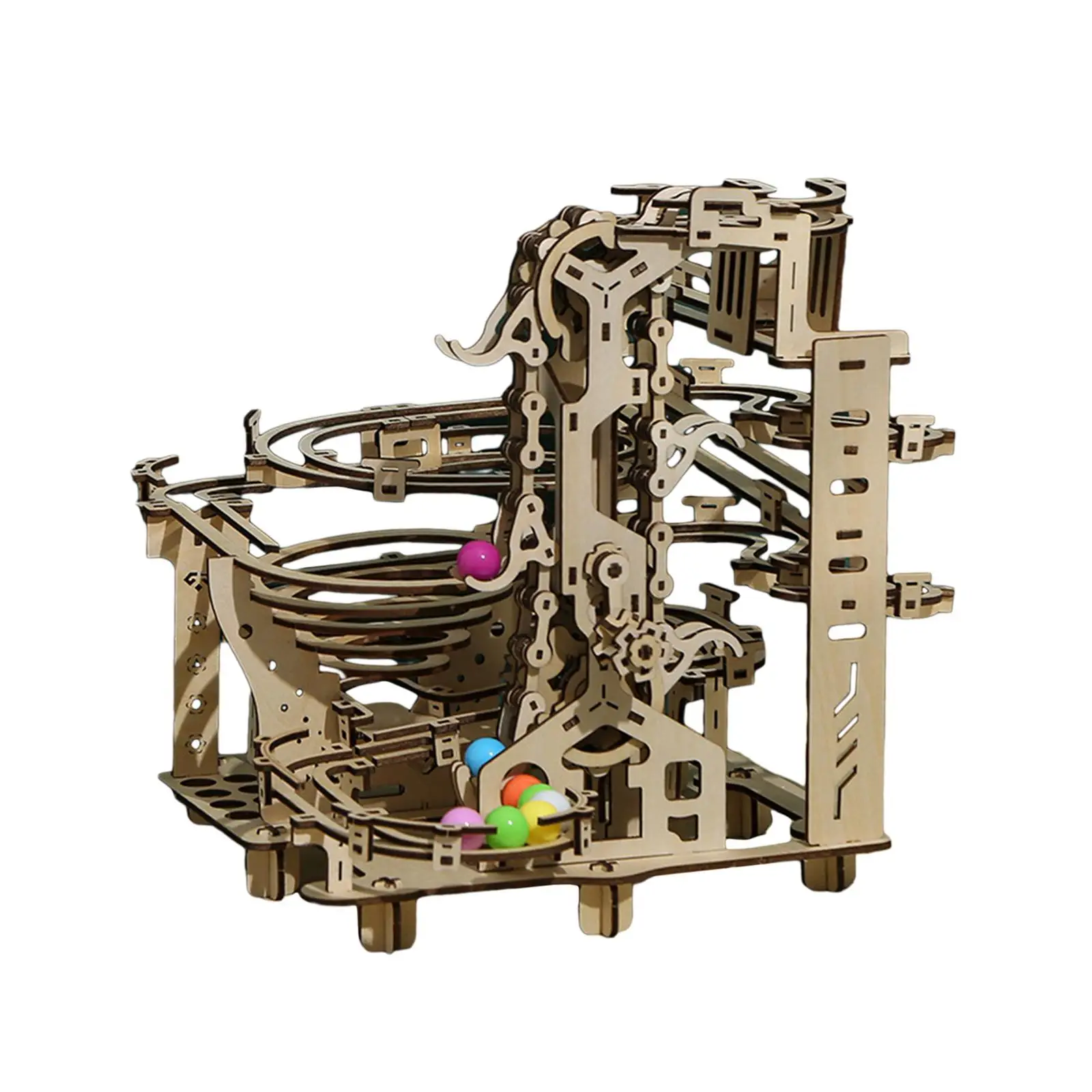 Marble Run Crafts Self Assemble 3D Wooden Puzzle Wooden Mechanical Puzzle Roller Coaster for Home Decor Adults Kids Ornament