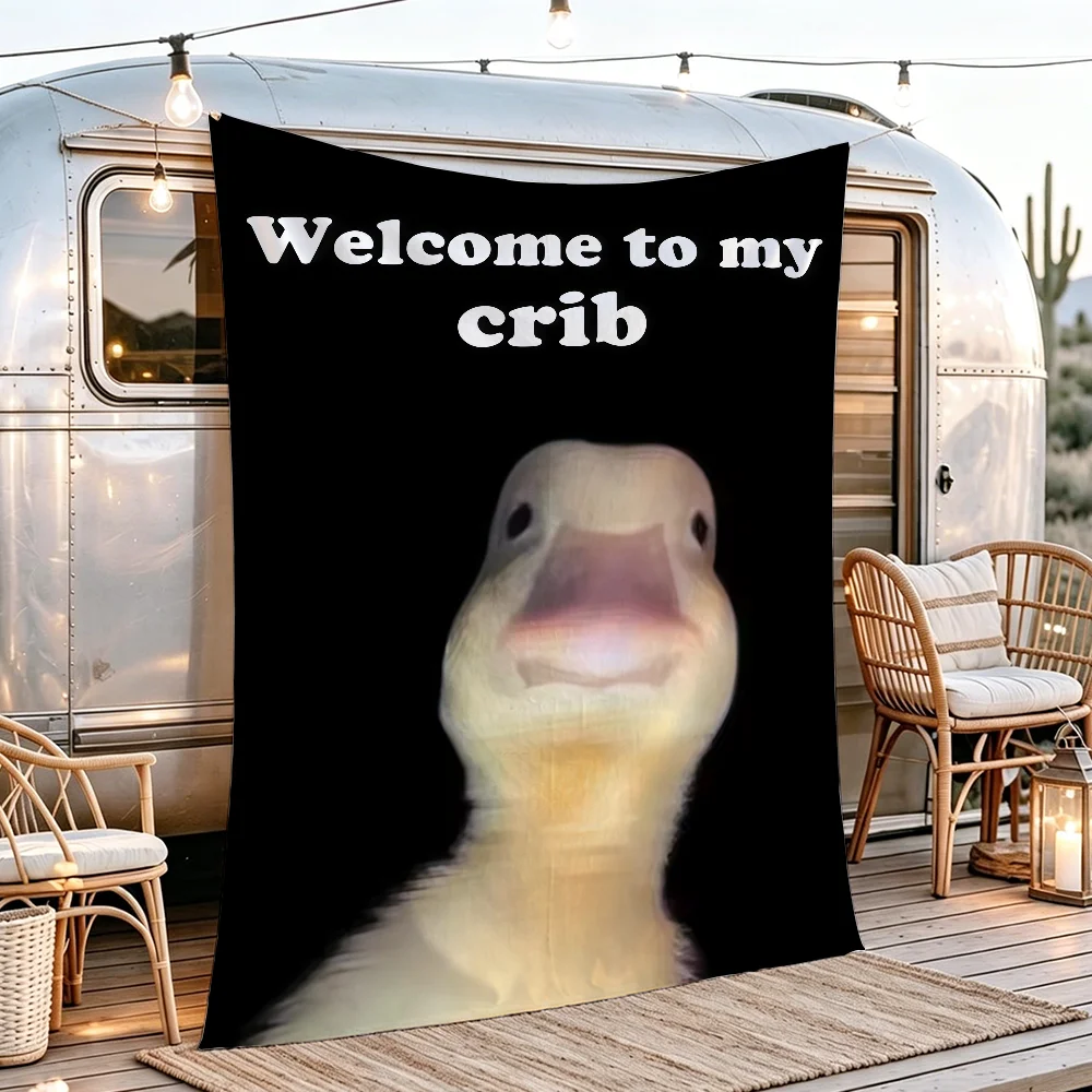 Funny Duck Meme Welcome to My Crib flag Tapestries Outdoor Parties Wall Decor Camping Bedrooms Living Rooms Dorms Gifts