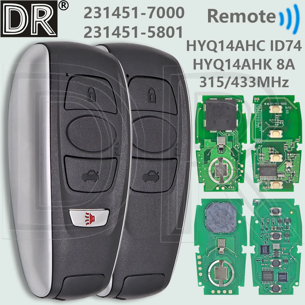 

DR HYQ14AHK HYQ14AHC 8A/ID74 Chip Proximity Smart Car Remote Key For Subaru Impreza Legacy BRZ Crosstrek Forester Outback Ascent