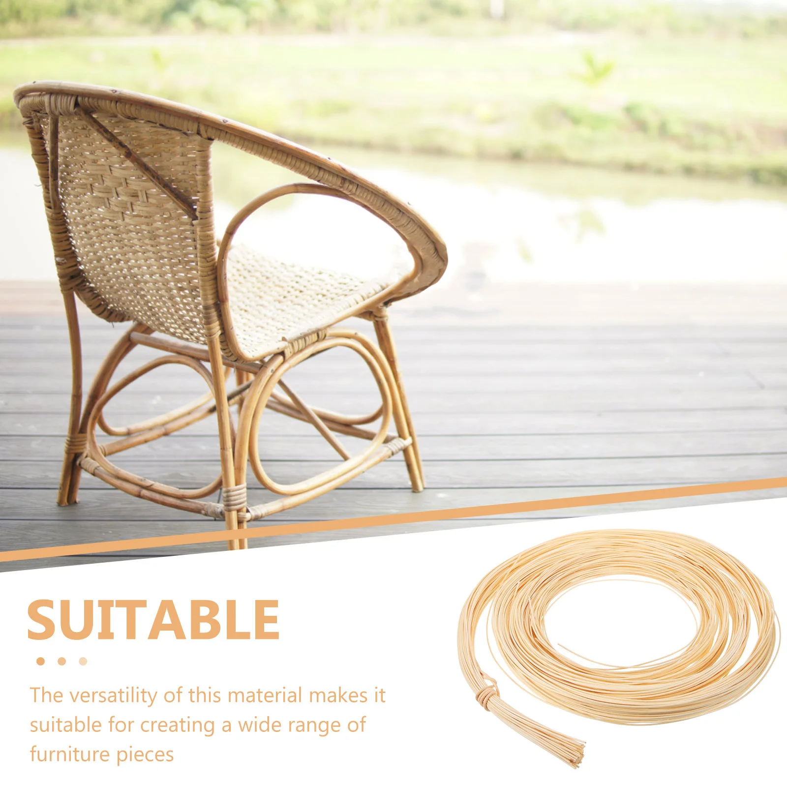 

1 Roll Flat Rattan Weaving Material Heavy Duty Wicker Repair Kit for Chair Furniture Basket DIY Craft Project Natural Cane