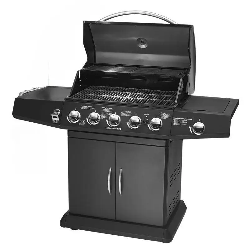 

Trolley Bbq stove Outdoor propane Gas Bbq Grill Commercial Gas Barbecue restaurant Smokeless 6 burner Bbq Grill