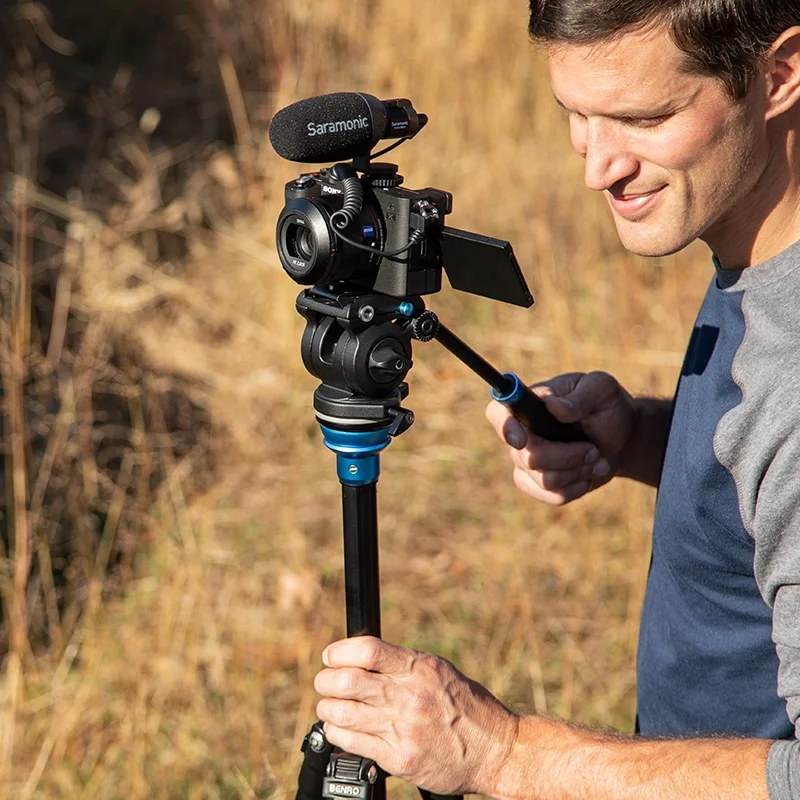 Benro S2 S4 S6 S7 S8 Pro วิดีโอหัวอลูมิเนียมไฮดรอลิกสําหรับขาตั้งกล้องวิดีโอ QR4 QUICK RELEASE Professional PTZ