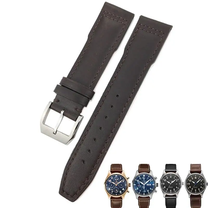 TINTAG Cow Leather Watchband 20mm 21mm 22mm Suitable for IWC Pilot Portfino Mark IW3270 Calfskin Watch Strap Free Tools