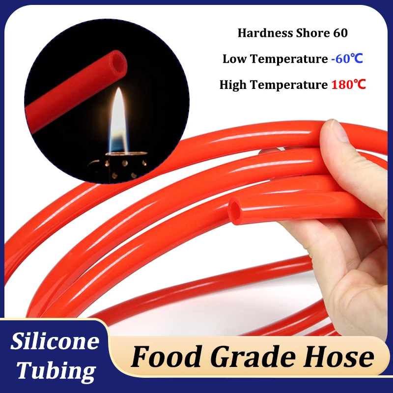 

High Temperature Resistant Red Food Grade Silicone Tube Non-Toxic Flexible Drink Water Beer/Milk Connector Hose ID 0.5mm ~ 32mm