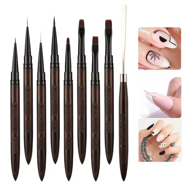 Nail Art Brushes Set 9pcs Nail Liner Brush Nail Painting Pen Acrylic