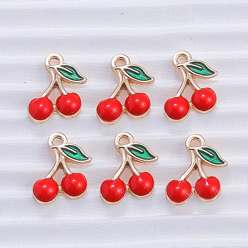 10 teile/los Mix Nette Emaille Obst Apfel Kirsche Ananas Traube Charms für Schmuck Machen Frauen Ohrringe Anhänger Halsketten Geschenke – Detail 35