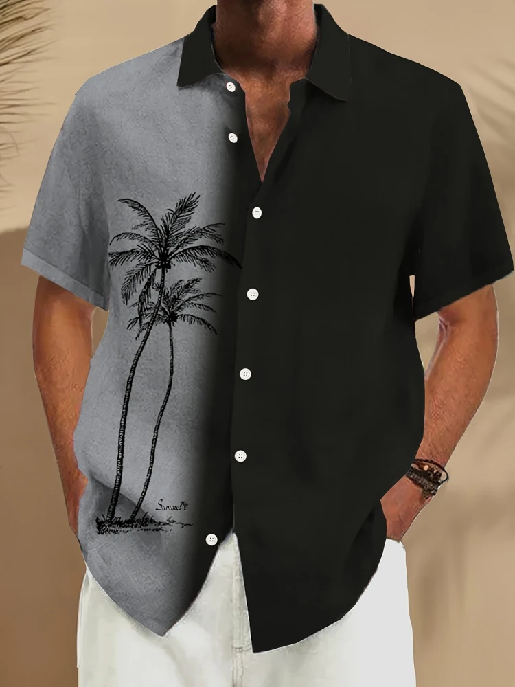 Summer 3D Striped Retro Printed Men's Shirts Casual Men's Short-Sleeved Shirts Outdoor Vacation Beach Shirts Seaside T-Shirt
