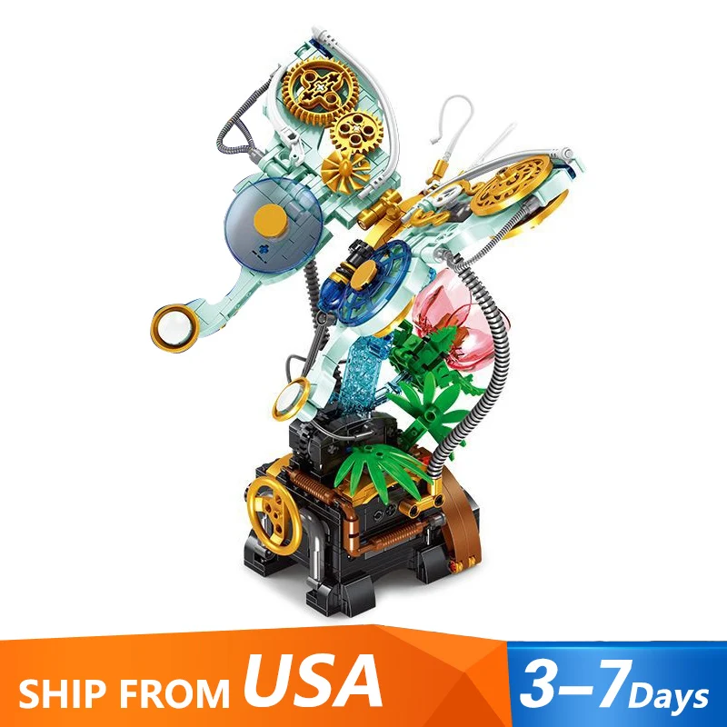 

576PCS MOC Mechanical Butterfly Building Blocks Biomimetic Animal Steampunk Insect Model DIY Creative Educational Toys Kids Gift