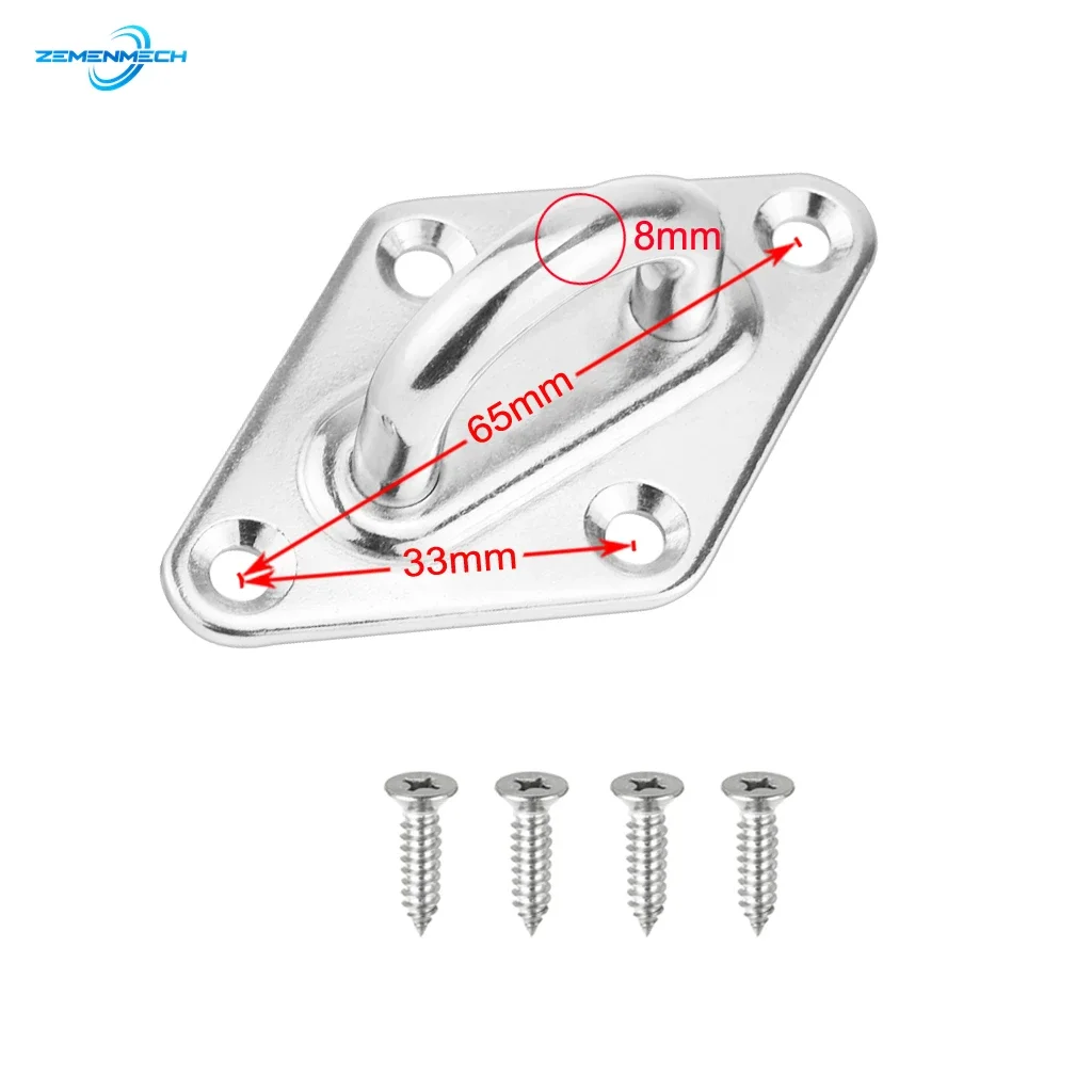 Sprzęt morski 304 ze stali nierdzewnej w kształcie rombu płytki pod oczy zszywana hak z kółkiem żagiel przeciwsłoneczny akcesoria do łodzi olinowania