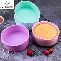 Molde redondo de silicona de grado alimenticio, formas de hornear para pasteles, accesorios de pastelería, herramientas de 4, 6, 8 y 10 pulgadas