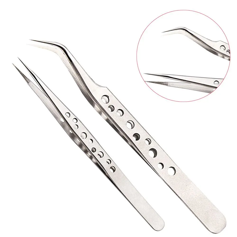 New Straight Stainless Steel Rhinestones Picker Eyelash Tweezer Nippers Clip Tool Extensions Grafting