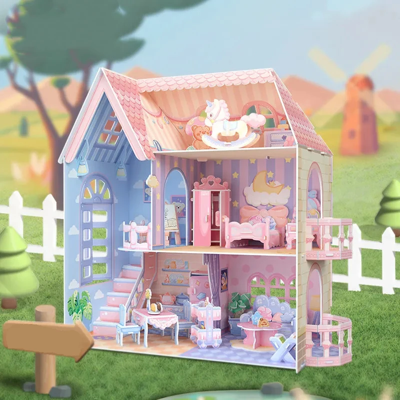 Cottage 3d three-dimensional jigsaw paper handmade DIY toy assembled girl gift