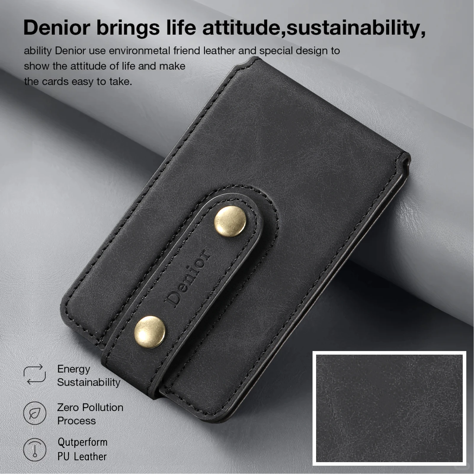 Denior Artificial Leather Credit Card Magnetic Elastic Wallet (4 Card Slot) with Strong Magnetic Accessories | ID Card Clip Wall