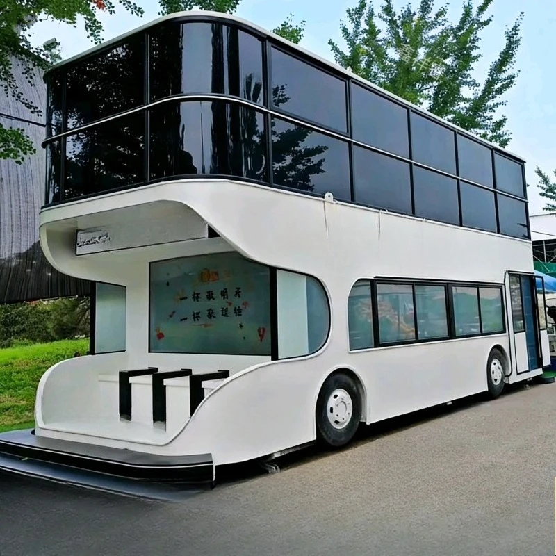 Internet celebrity double-decker bus dining car multi-functional commercial coffee drink catering camp night market stall mobile