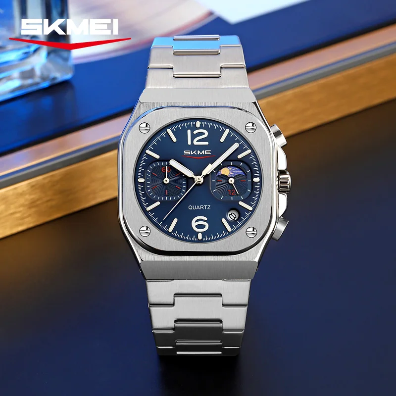 

SKMEI Бизнес Водонепроницаемые часы из нержавеющей стали Модные кварцевые часы с датой для мужчин и женщин Секундомер Кварцевые наручные часы