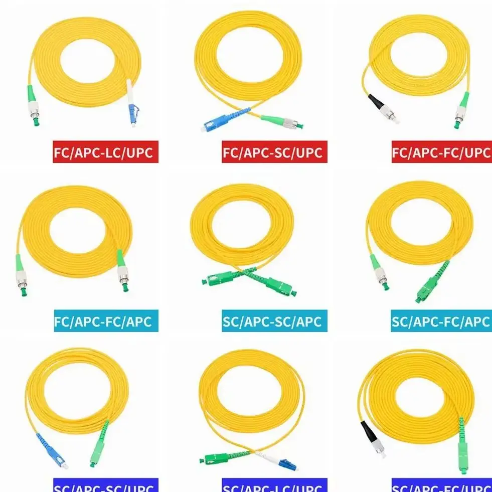 FC LC SC APC To SC LC UPC Fiber Jumper Optical Fiber Patch Cable Cord Single Mode 9/125 652D Cable 1-50m
