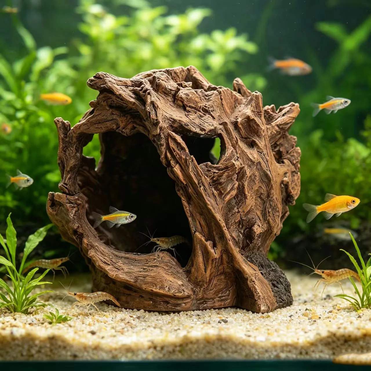 Künstliche Wurzelhöhle aus Kunstharz für Aquarien, Baumstumpf, Landschaftsdekoration, Aquarien-Versteck, Spielsitz, Laichstätte – Detail 6