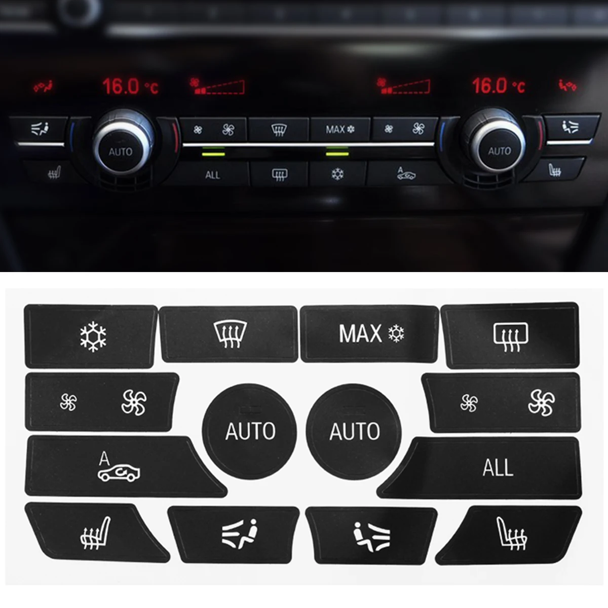 Car AC Dash Climate Control Panel Button Repair Sticker Decal Kit Fit For BMW 5 Series 2009 2010 2011 2012 2013 2014 2015