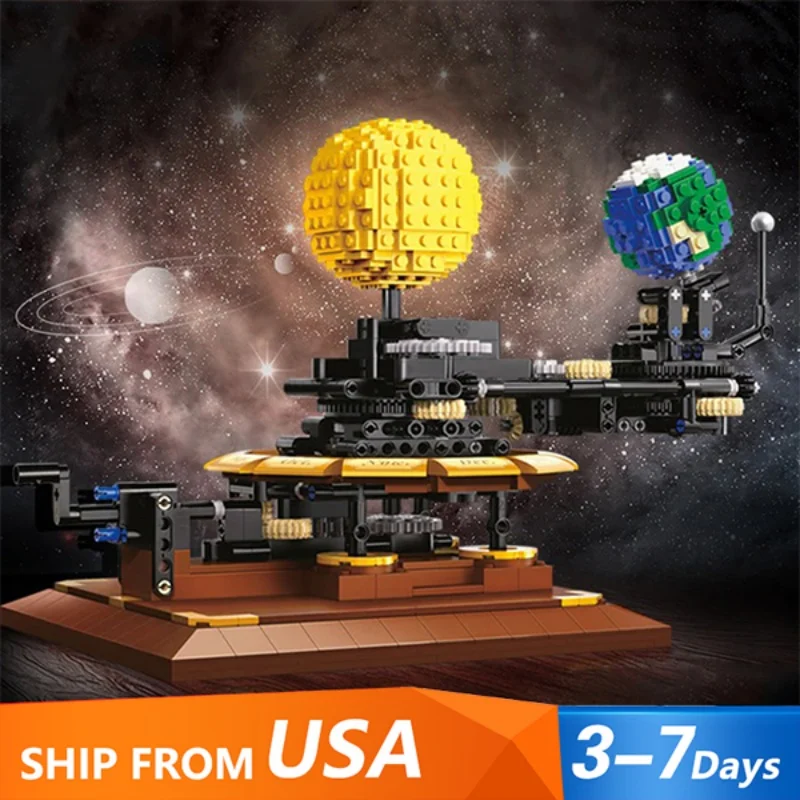 Creative MOC Universe Space Earth Moon Sun Systerm Series 865PCS Idea Building Block Bricks Ornament Toys Birthday Gift for Kids