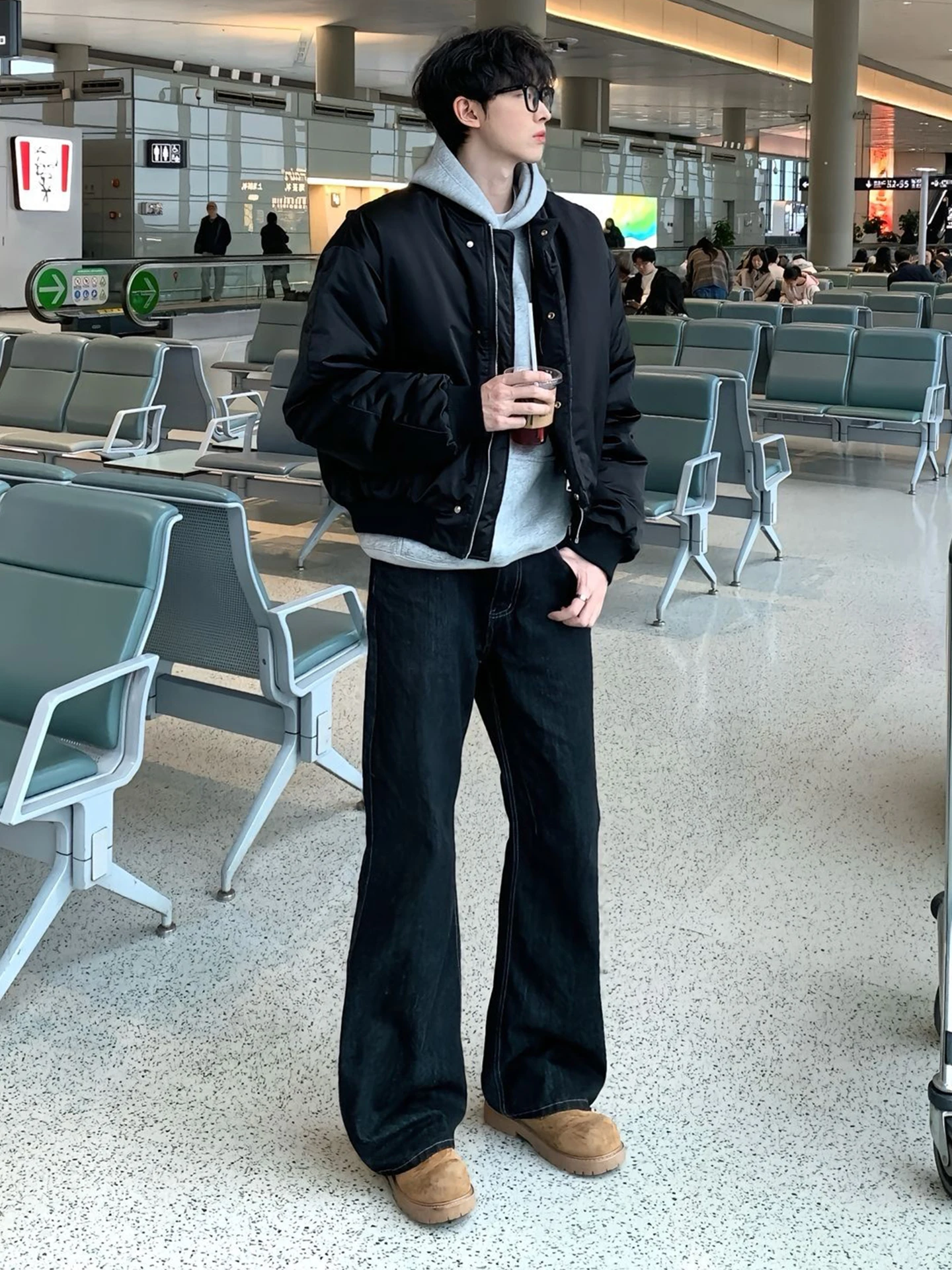 

American Sle Original Denim Flared Jeans Men's Autumn Winter Long Leg Slim Straight Tube Pants High Sensation Narrow Versio...