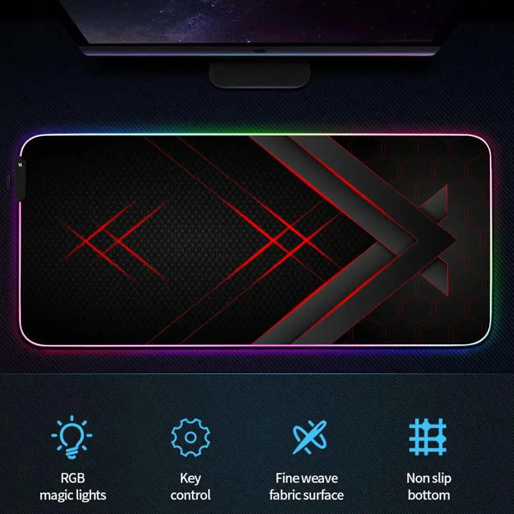 لوحة ماوس RGB على الطراز السيبراني واجهة UI للخيال العلمي LED توهج حصيرة الألعاب المطاط المضادة للانزلاق حصيرة مكتبية ملحقات الكمبيوتر لوحة المفاتيح لوحة الماوس #6
