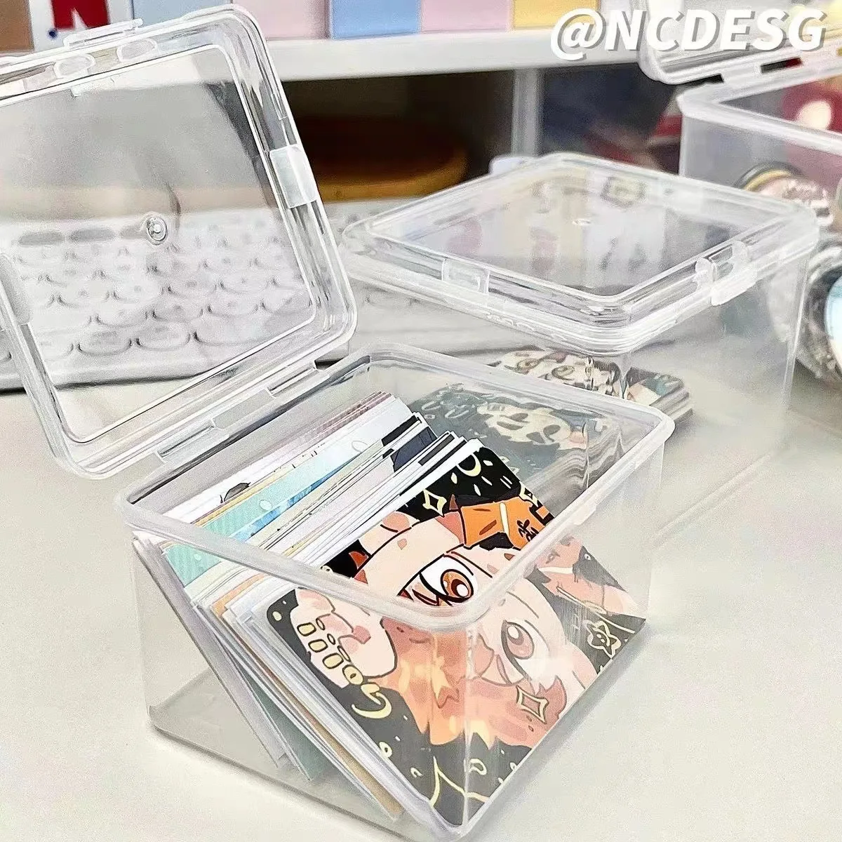 1pc Korean Transparent Storage Box Blind Box Card Photocard Storage Box Photo Card Organizer Classification Flip Box