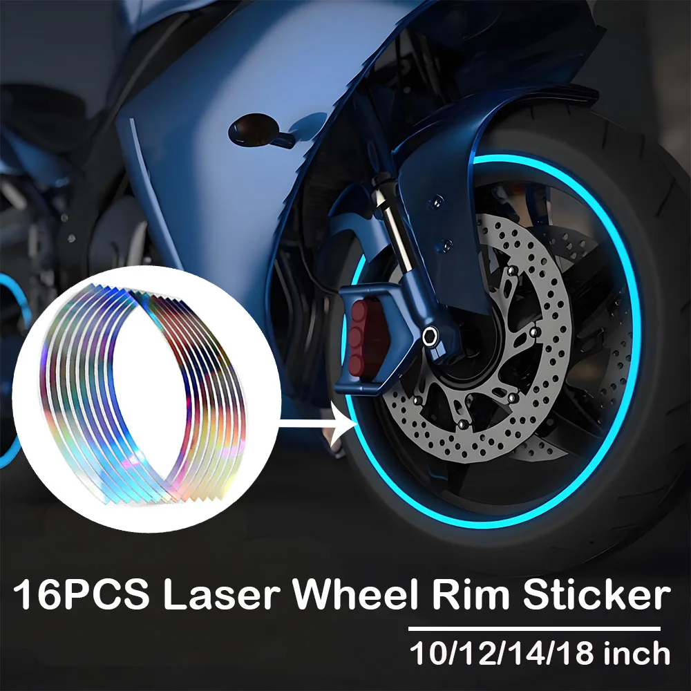 

16Pcs/Set Reflective Motorcycle Wheel Hub Stickers 10/12/14/18 Inch Car Safety Bicycle Reflector Wheel Stickers Trendy
