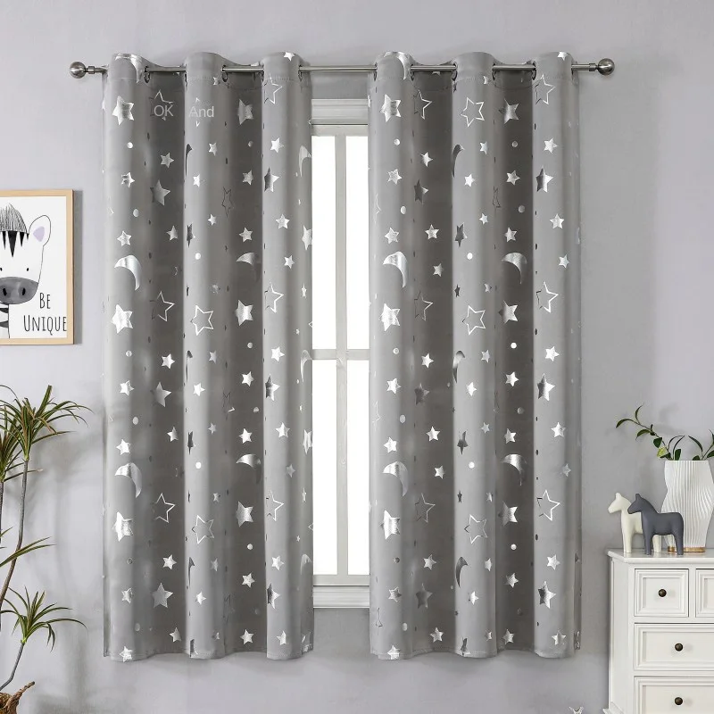 Star Moon Blackout Curtains for Living Room Kids Bedroom 83 inch Thermal Insulated Full Blackout Window Drape 1 Panel