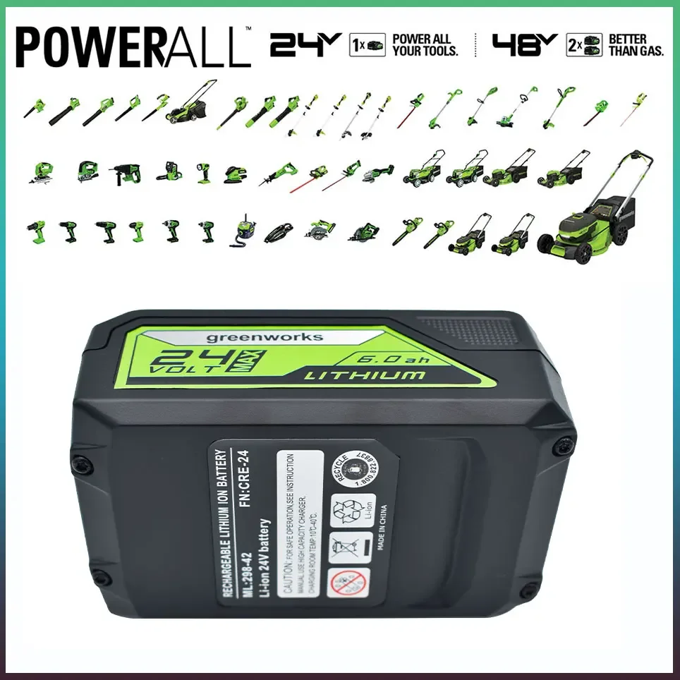 Greenworks 24V 8.0AH/5.0Ah/6.0AH  Greenworks Lithium Ion Battery (Greenworks Battery) The original product is 100% brand new