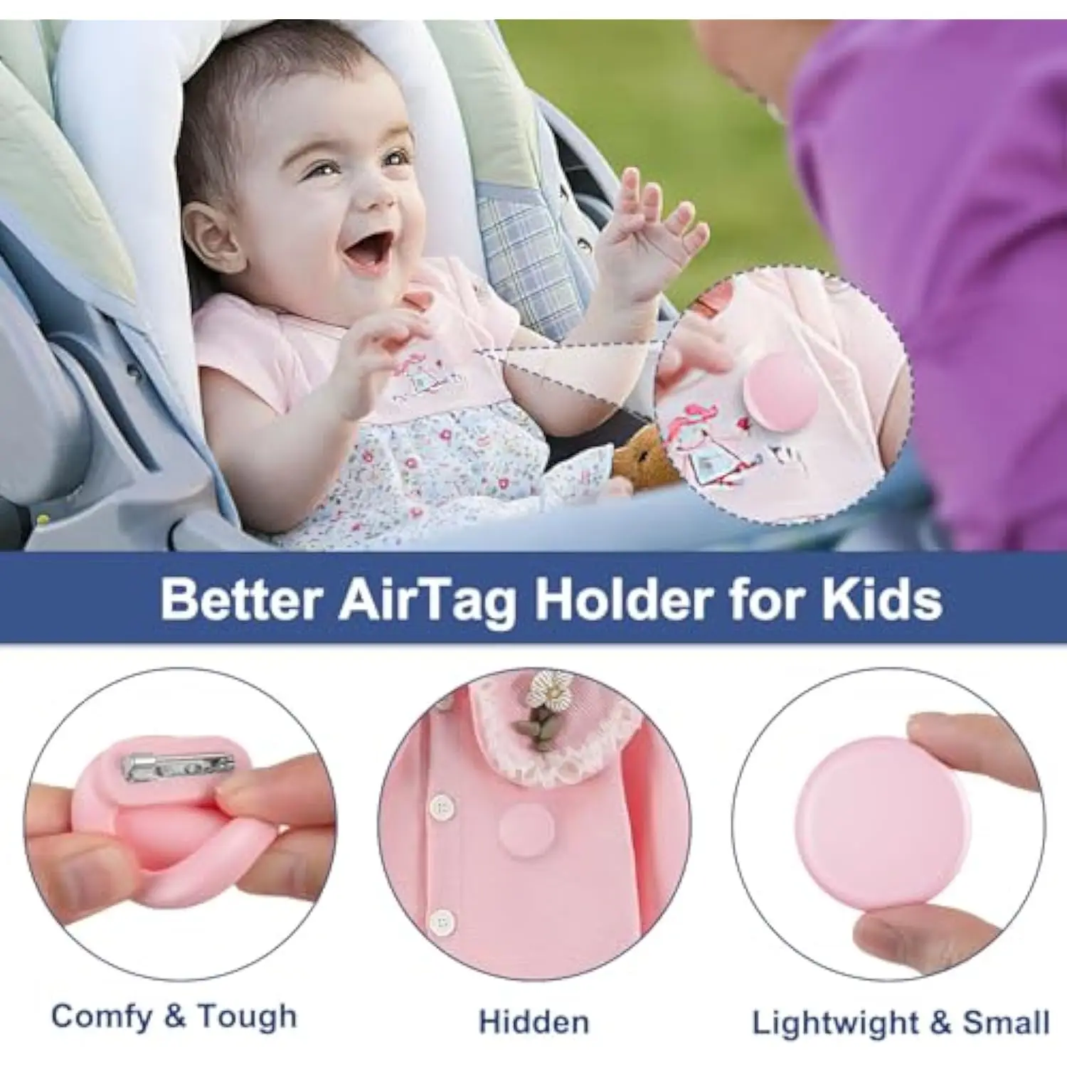 Juste pour Apple Airtag pour enfants, étui GNE avec broche invisible, anti-perte pour enfants, vêtements de bagage pour hommes et femmes, traqueur GPS, support AirTag