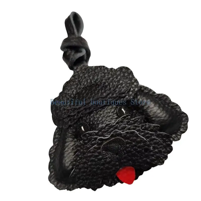 U4LF Lovely Dog Design Keychain For Keys Bags Car Decoration Soft PU Leather Keyring Fashionable Accessory Gift